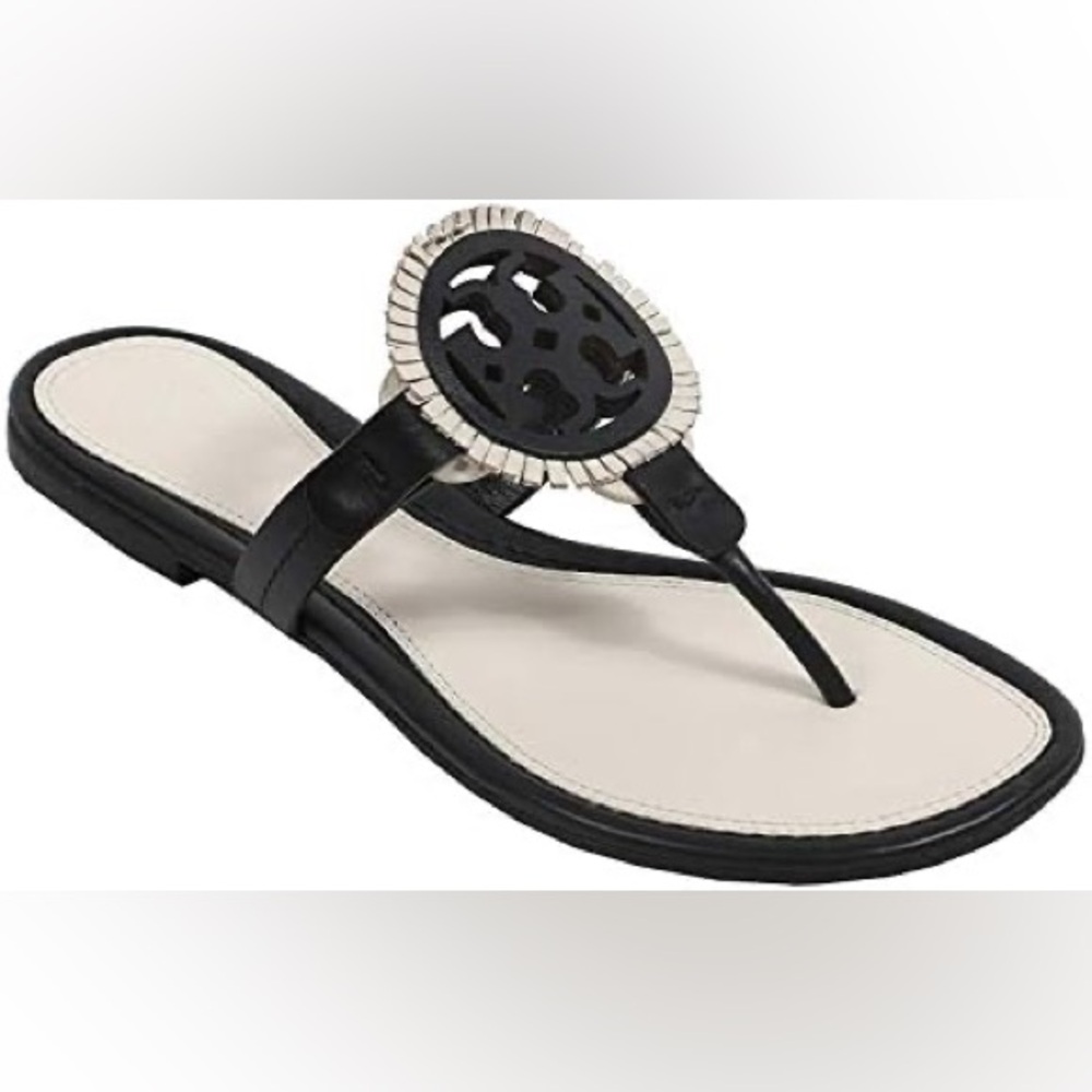tory burch white and black sandals